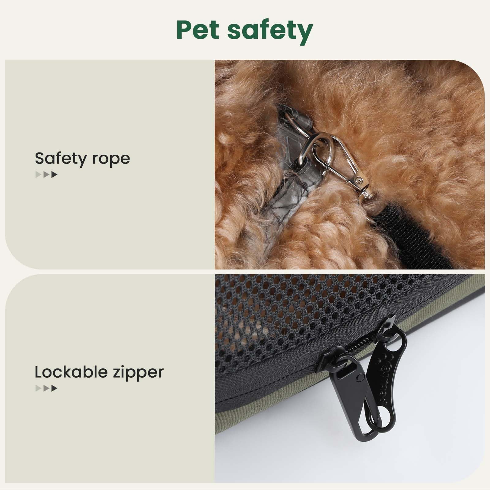 Three-sided blinds on the Pecute crate providing shade