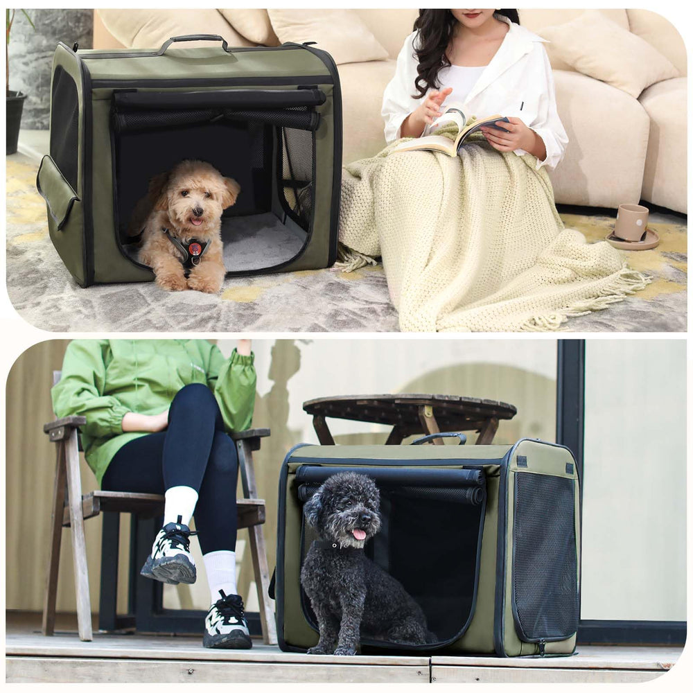 Pecute travel dog crate usable indoors and outdoors during trips