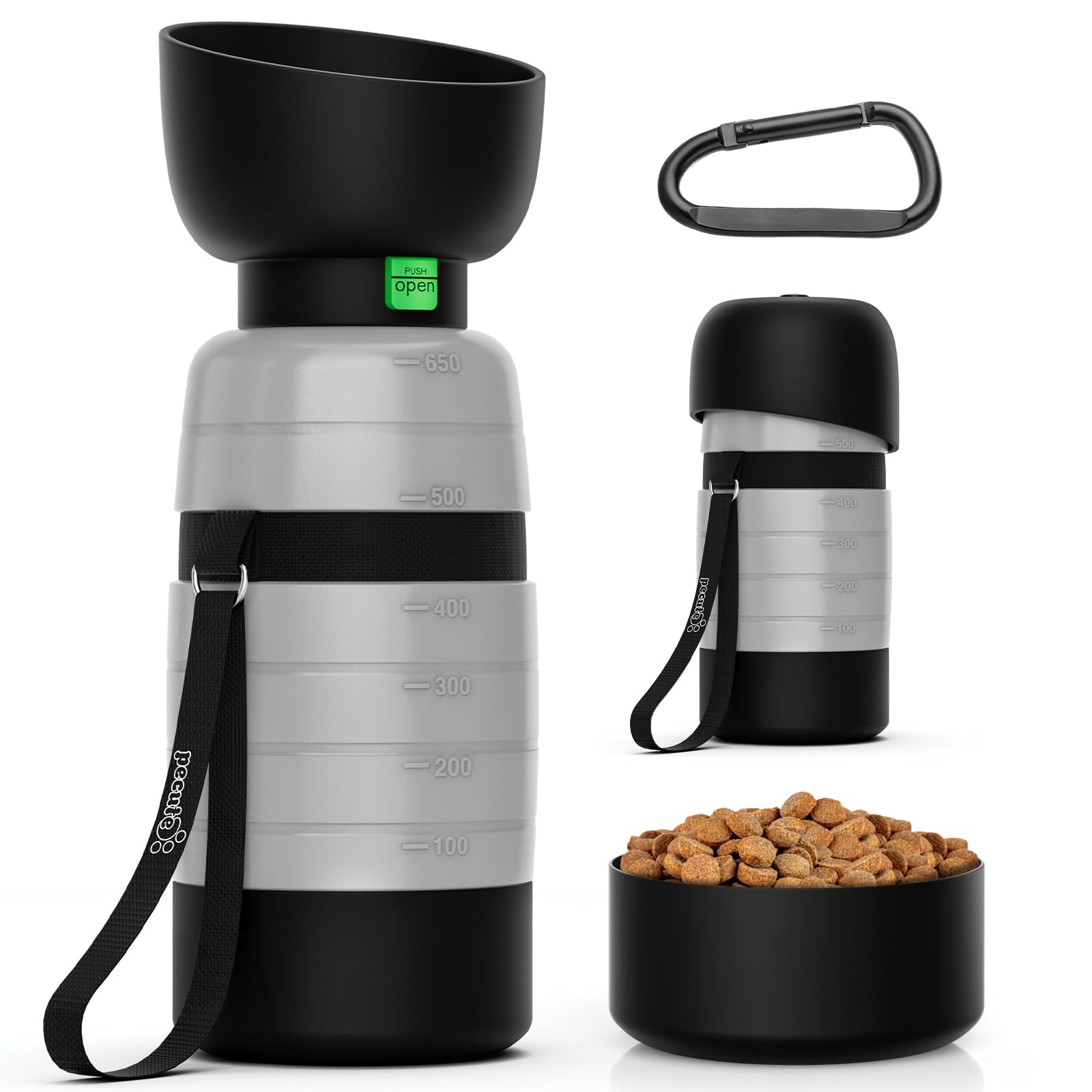 Pecute upgraded 22oz dog water bottle for on-the-go hydration.