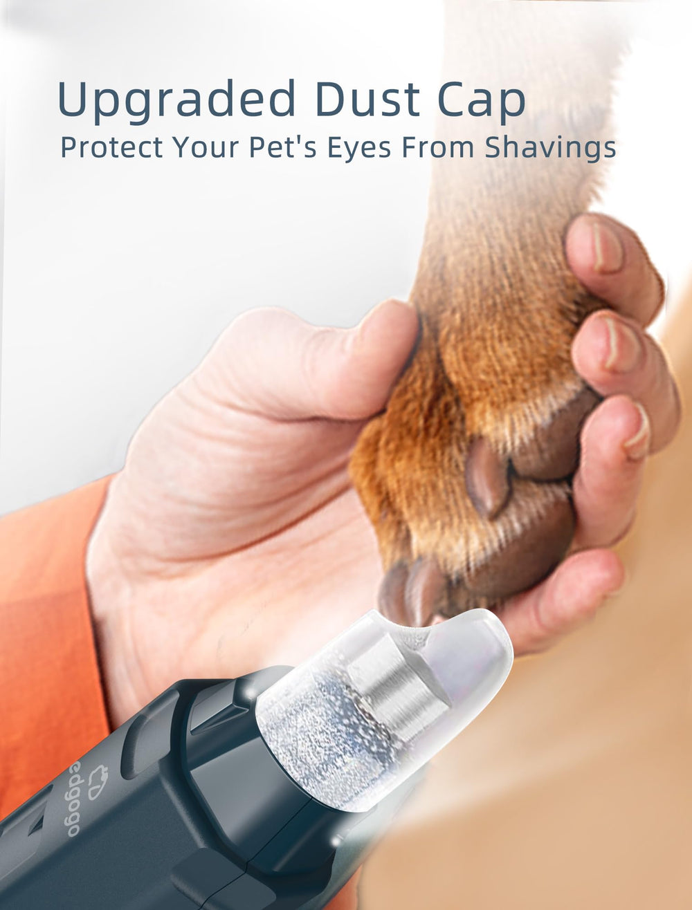 Pedgogo nail grinder showing three ports for different dog sizes.