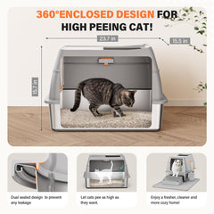 PEDIBAT 6-inch high side wall reduces leakage and litter splash.