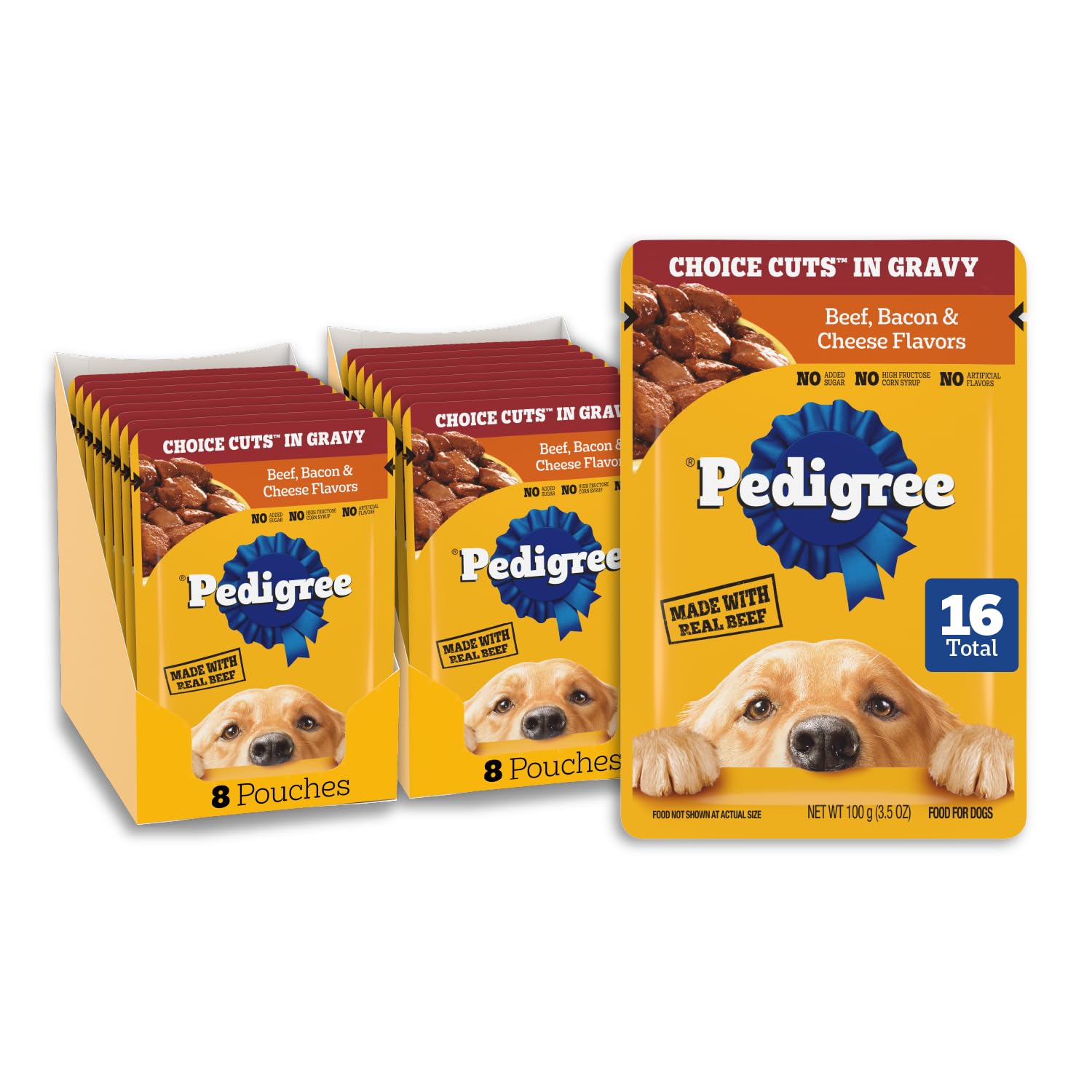 Pedigree Choice Cuts in Gravy Beef Pouch with tender chunks for adult dogs.