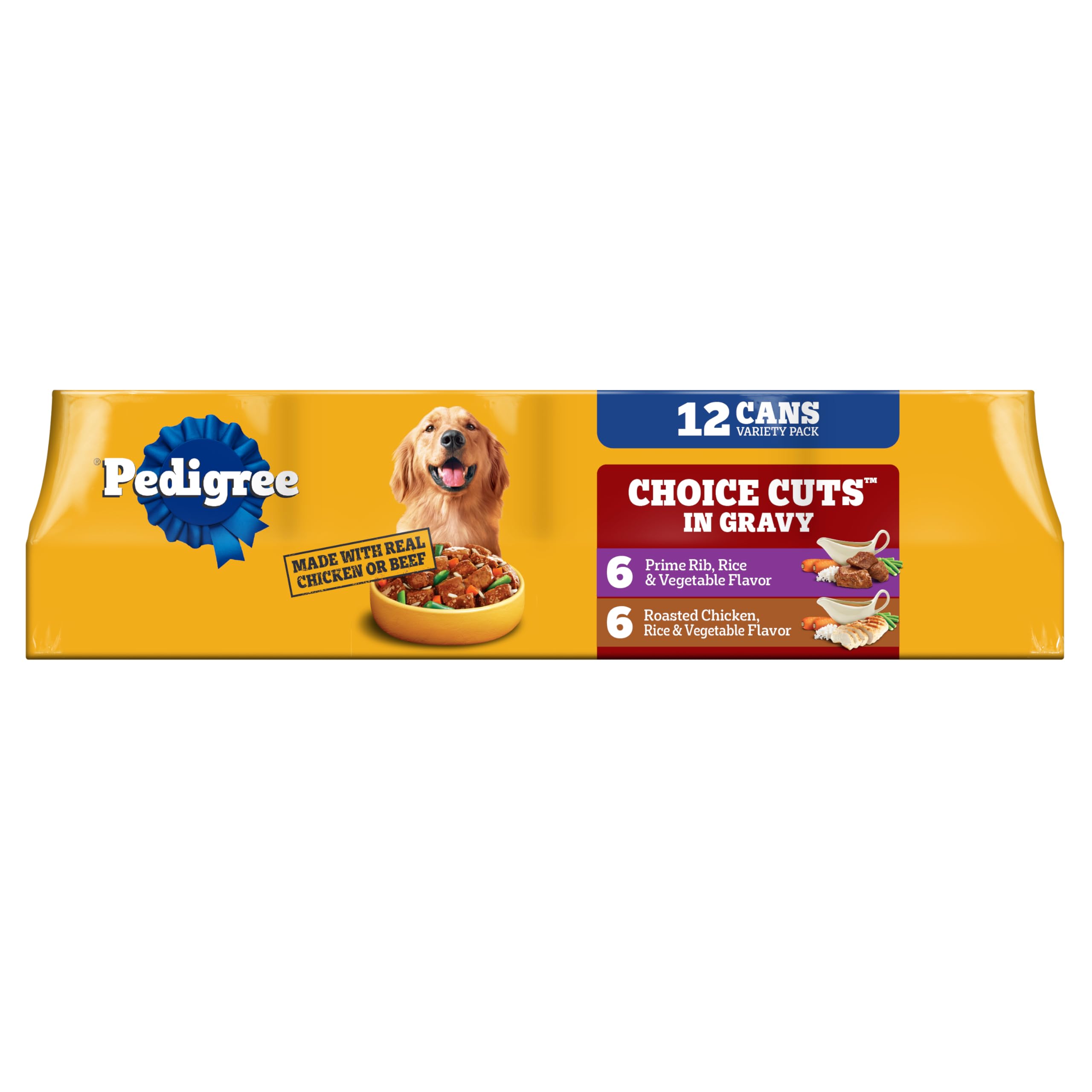 Pedigree Choice Cuts In Gravy can close-up showing tender meat pieces in gravy
