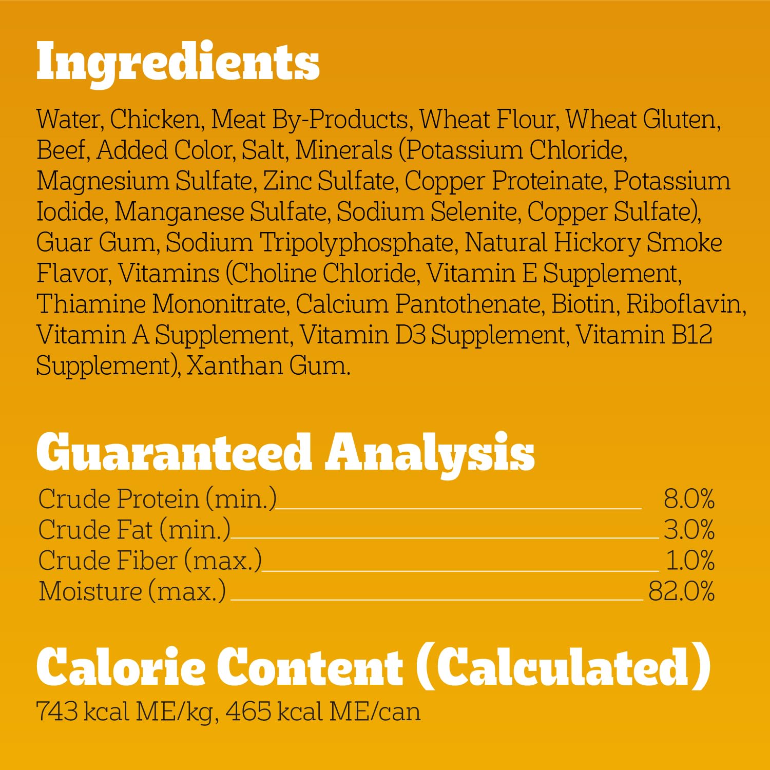 Nutrition panel close-up highlights protein and balanced nutrition for adult dogs