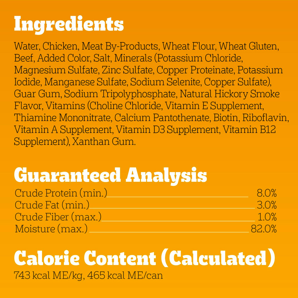Nutrition panel close-up highlights protein and balanced nutrition for adult dogs