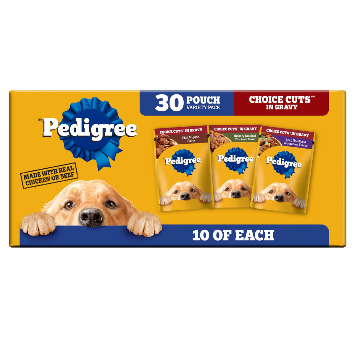 Pedigree Choice Cuts in Gravy packaging for convenient, ready-to-serve meals.