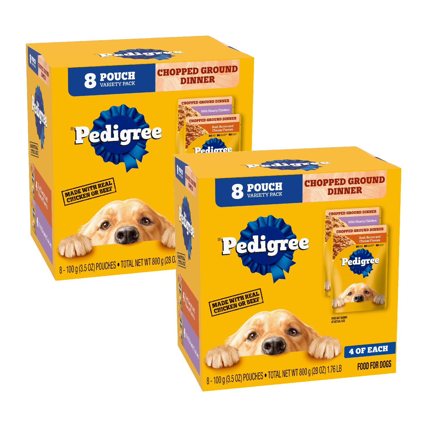 Pedigree Chopped Ground Dinner pouch pack for adult dogs, a convenient multi-meal option.