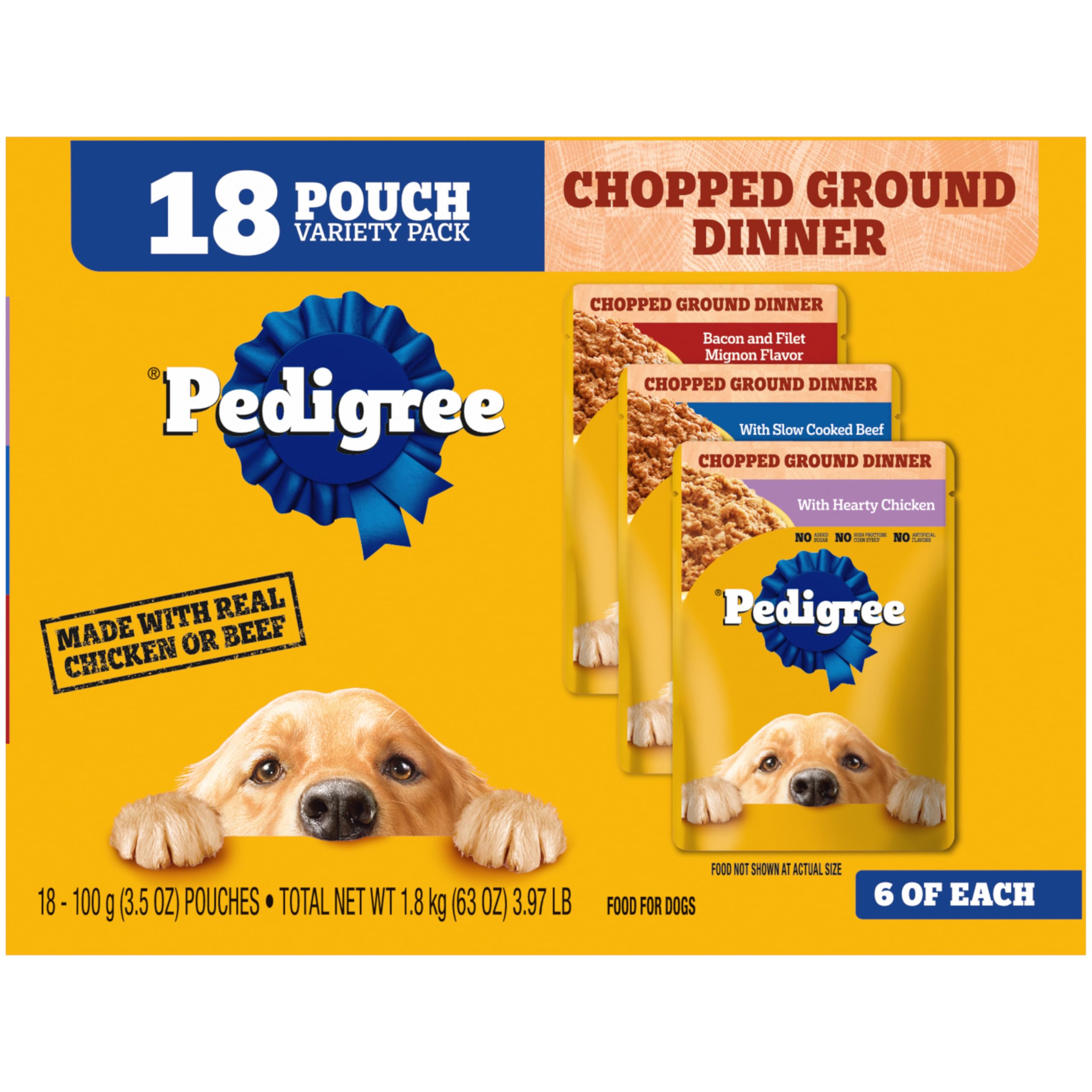 Pedigree chopped ground dinner pouches pack ready for mealtime variety