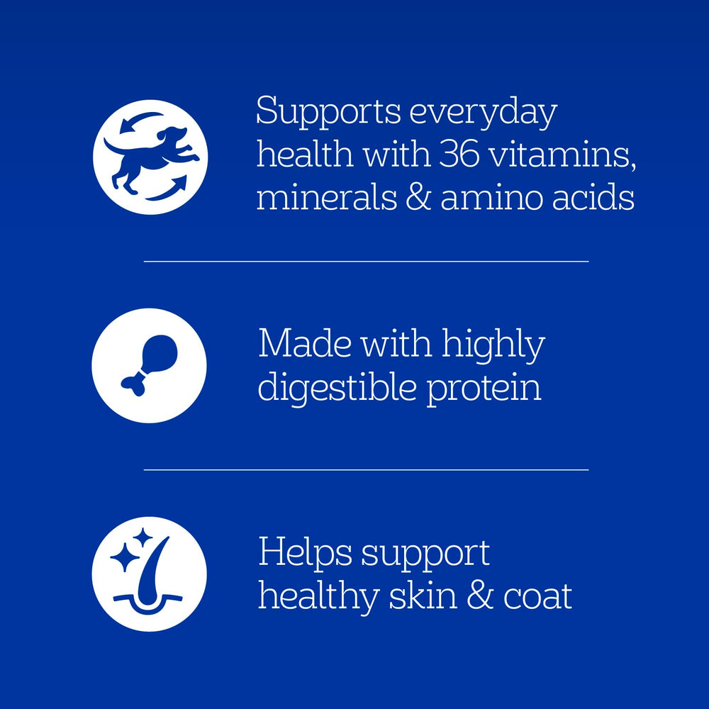 Real chicken chunks visible in the can support lean muscles in dogs.