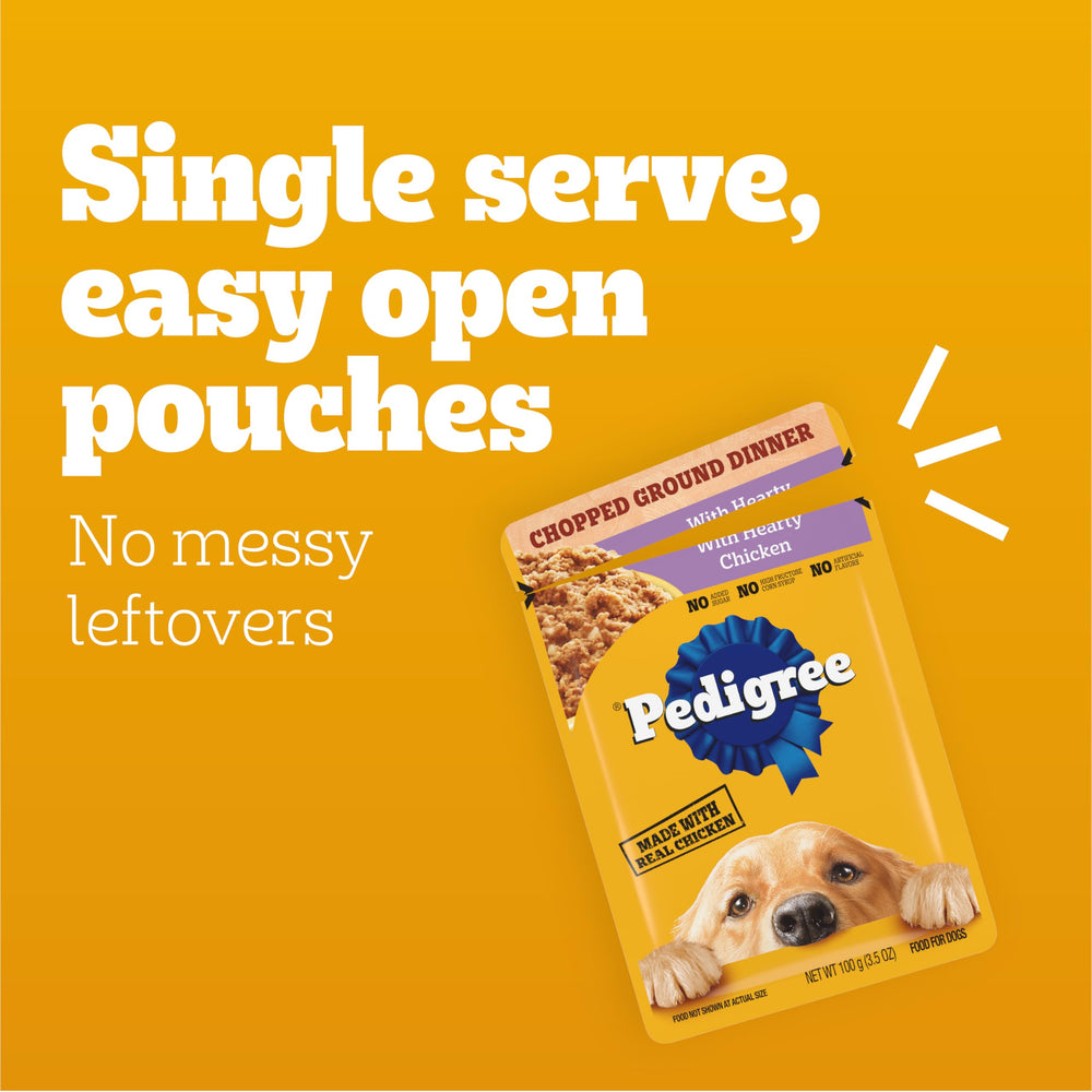 Pedigree chopped ground dinner steam-cooked with real protein aroma