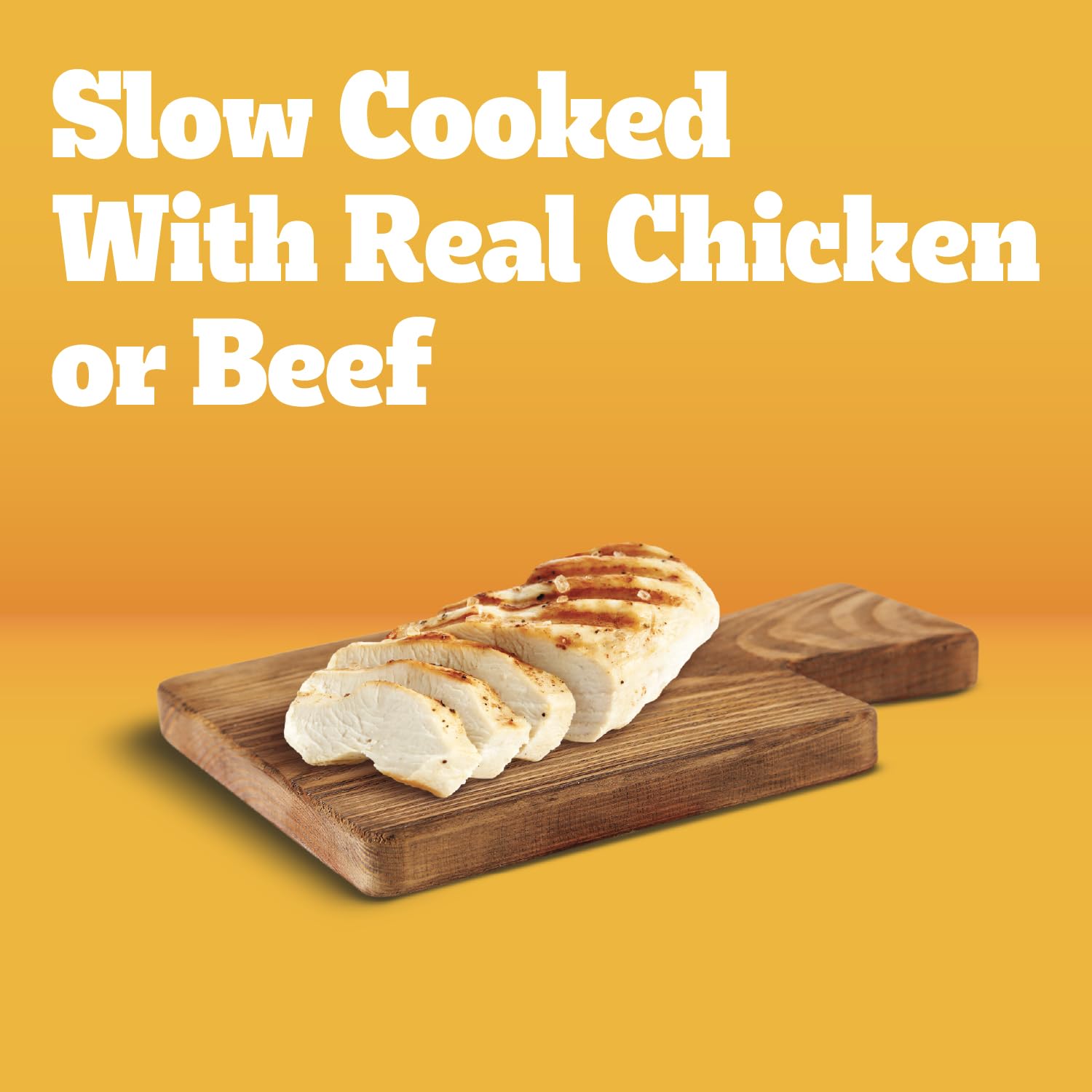 Close-up of Pedigree Chopped Ground Dinner texture with real protein.