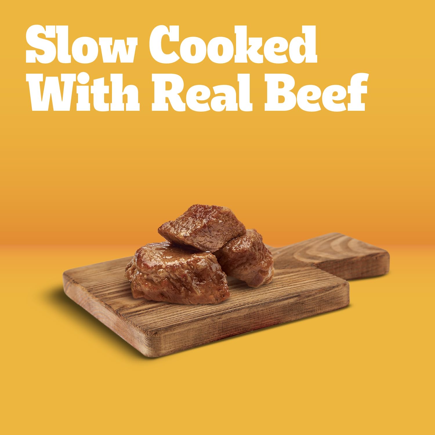 Pedigree Chopped Ground Dinner topper image demonstrates easy mix with dry kibble.