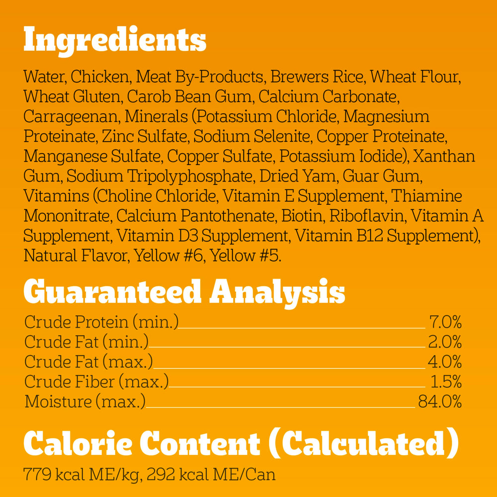 Pedigree Chopped Ground Dinner USA-made badge signals quality ingredients.