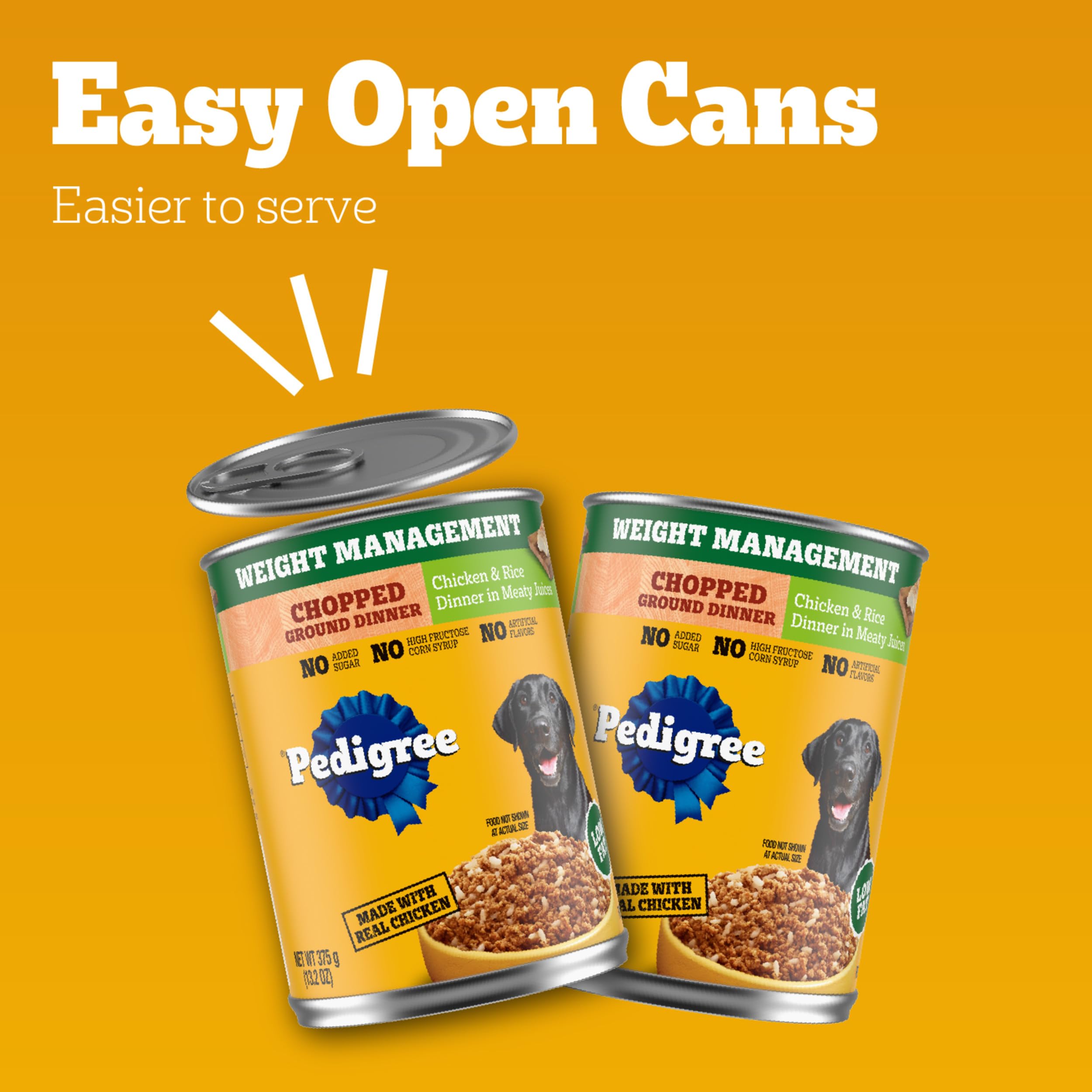 Pedigree Chopped Ground Dinner weight management focus fits portion-conscious routines.