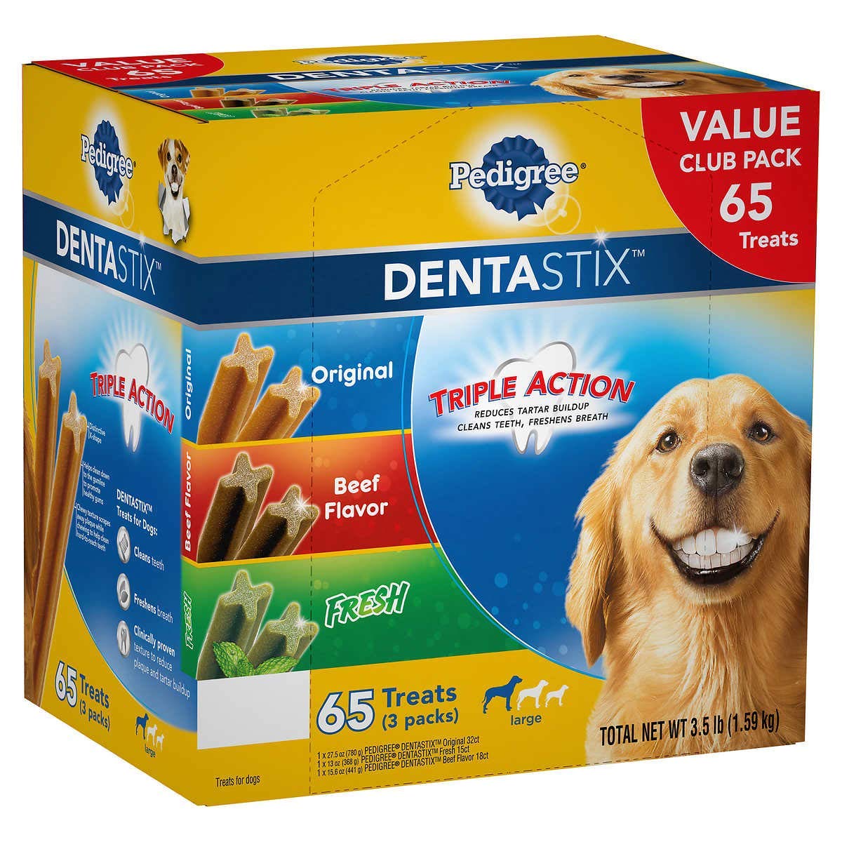 Pedigree Dentastix 65-piece variety pack chews for tartar control and fresh breath