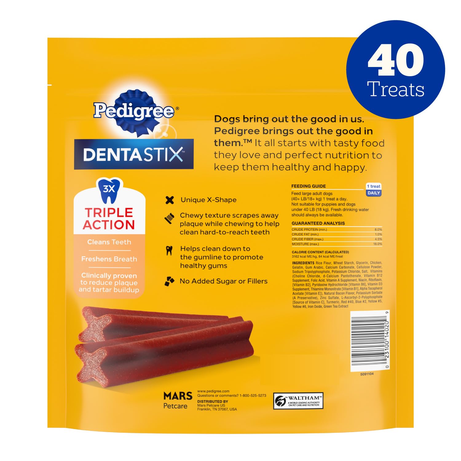 Pedigree Dentastix bag spread-out treats ready to serve