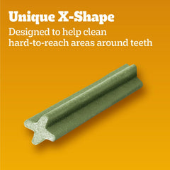 Pedigree Dentastix chewy texture helps clean hard-to-reach areas.