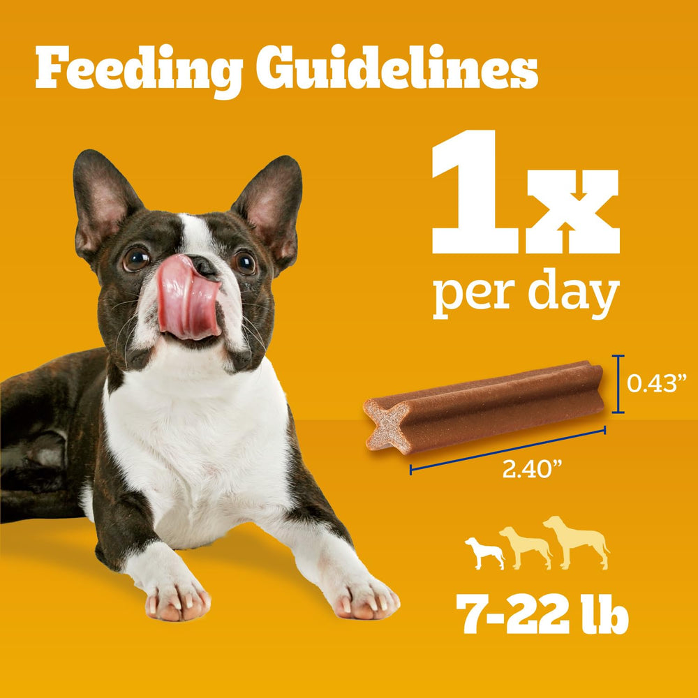 Pedigree Dentastix real beef flavor dogs love.