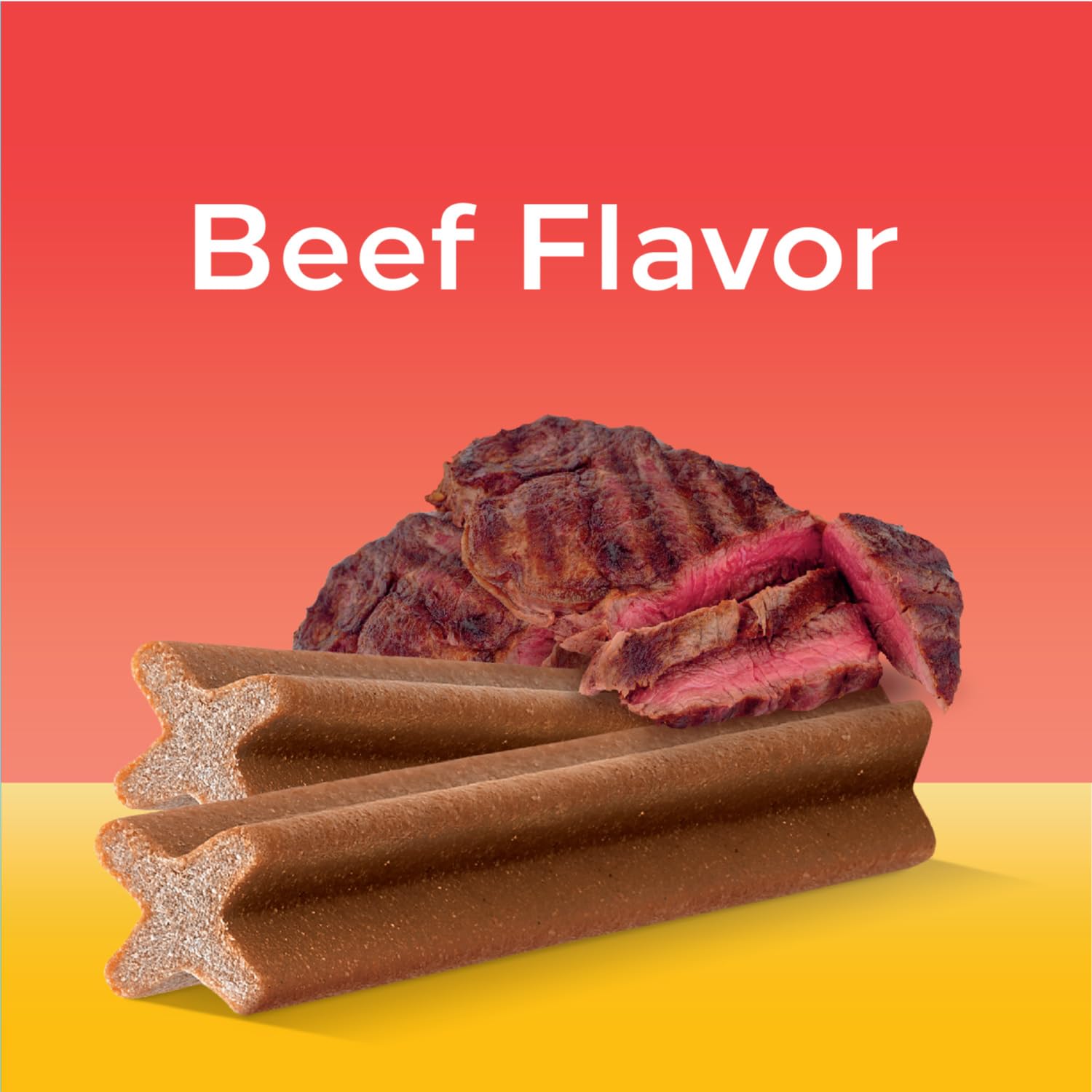 Pedigree Dentastix beef flavor treats entice daily chewing and enjoyment.
