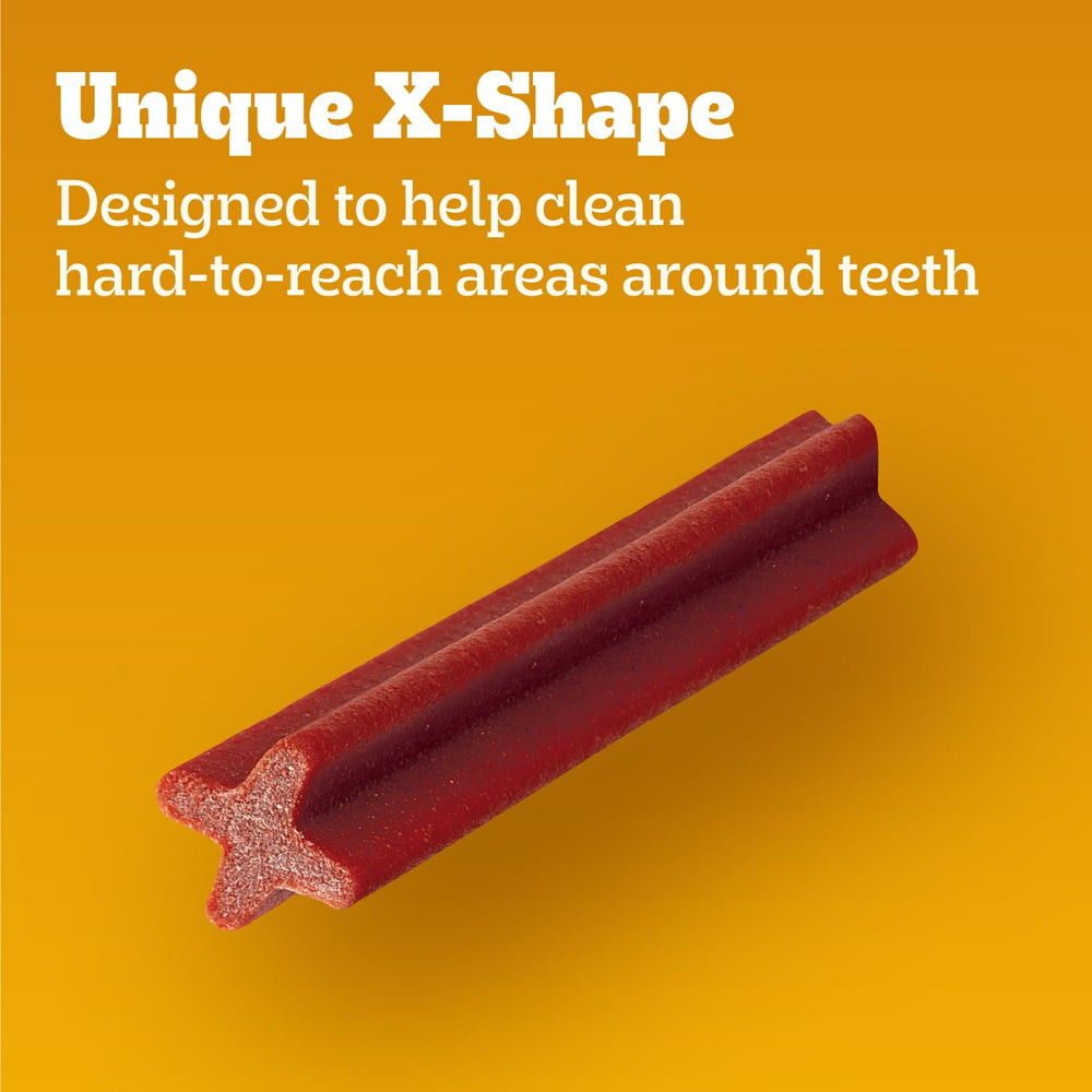 Pedigree Dentastix X-shape chews design visible during chewing