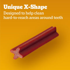 Pedigree Dentastix X-shape chews design visible during chewing