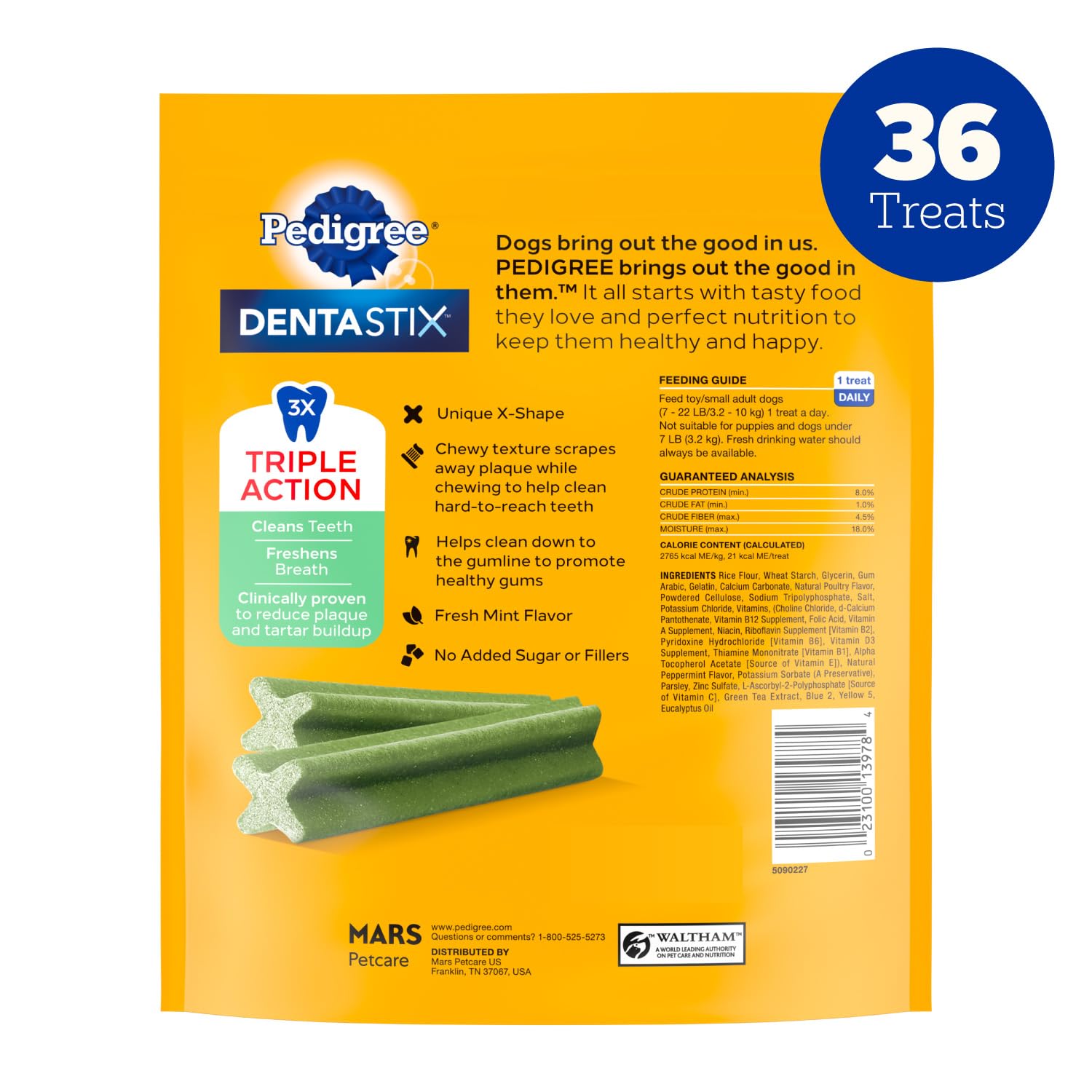 Pedigree Dentastix X shape design supports tartar reduction when chewed