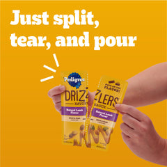 Close-up of glossy Pedigree Drizzlers sauce on kibble