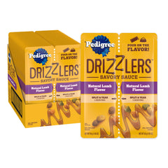 Pedigree Drizzlers dual-serving pouch ready to pour over kibble for flavor