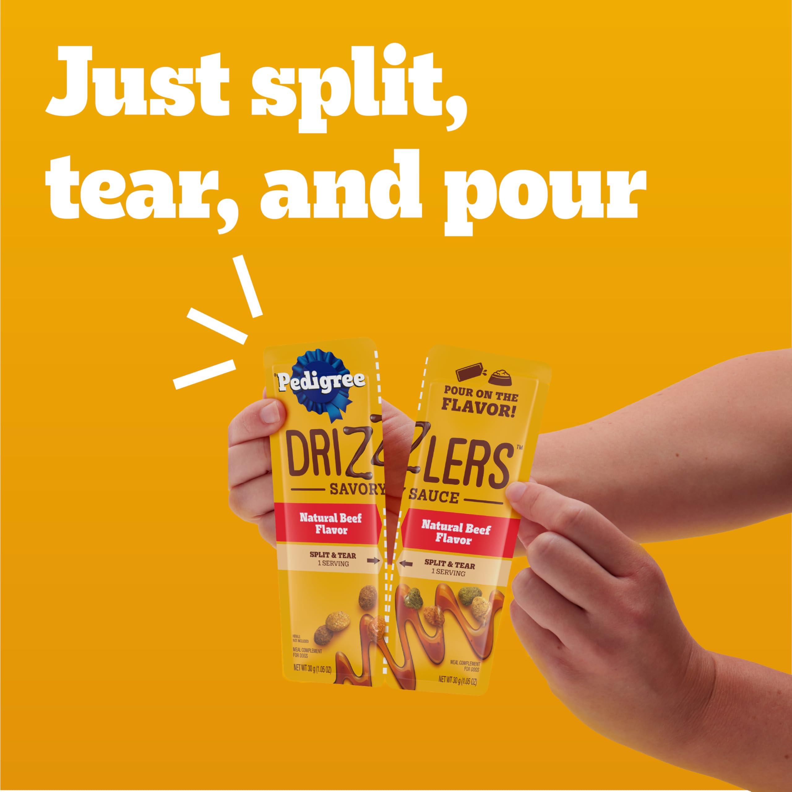 Pedigree Drizzlers dual-serving pouch opened for one meal