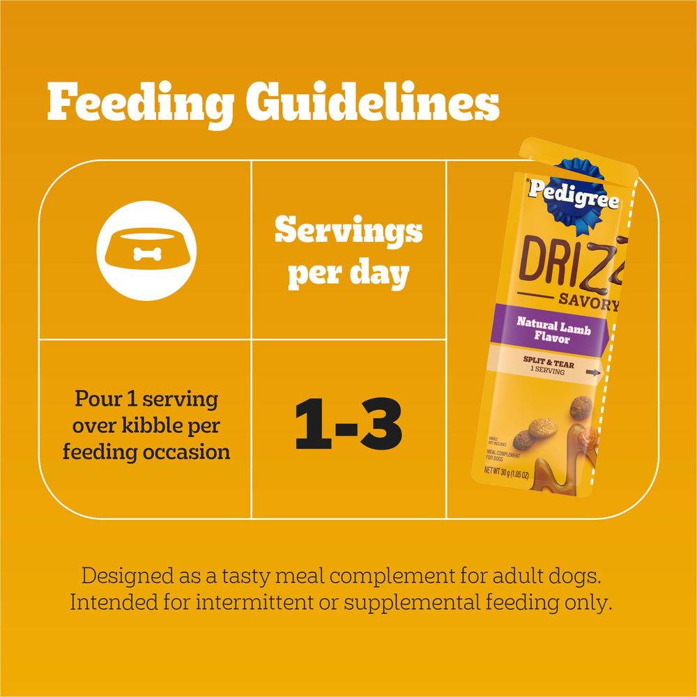 Clear list of Pedigree Drizzlers ingredients displayed for transparency
