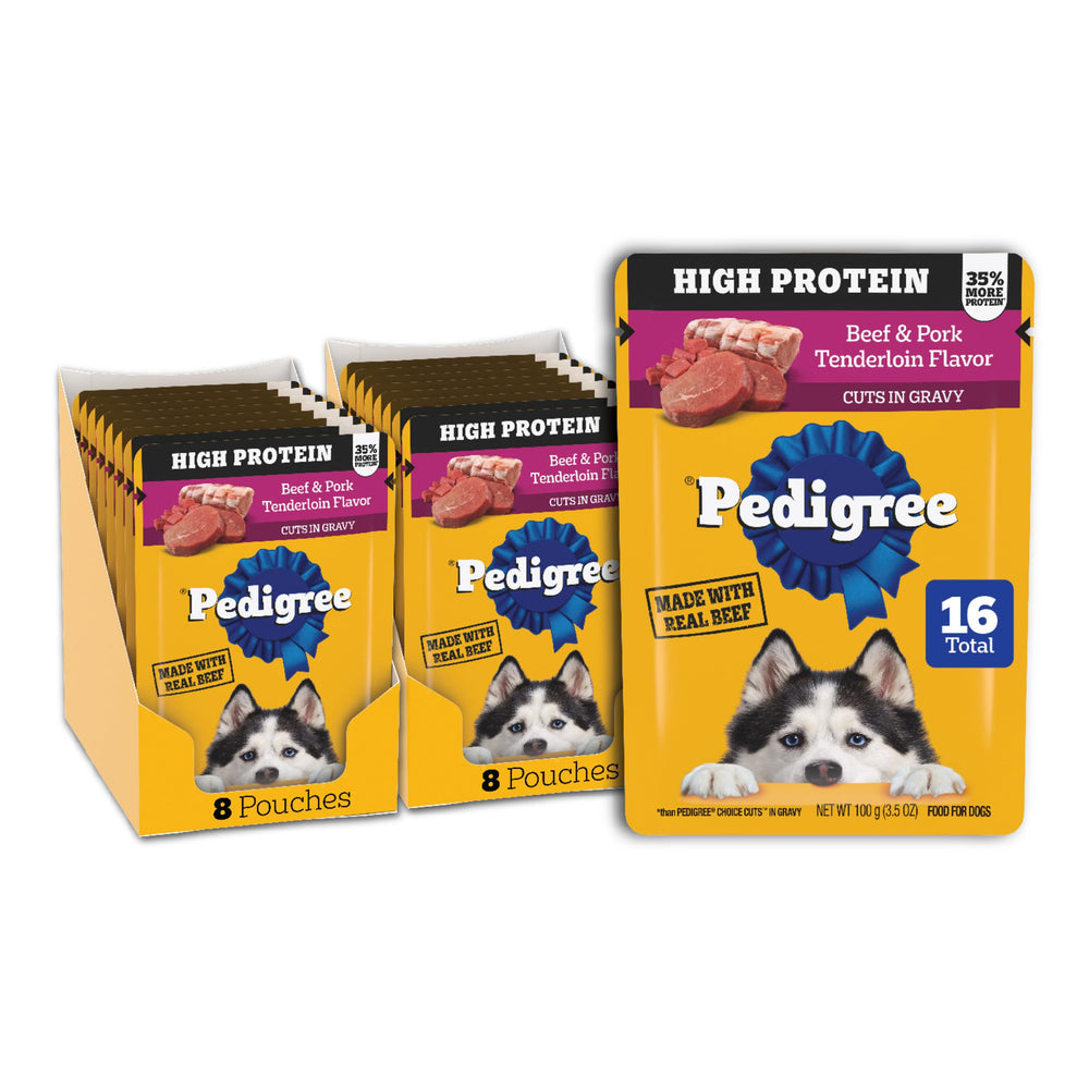 Pedigree High Protein beef-tenderloin pouch, protein-rich meal option for adult dogs
