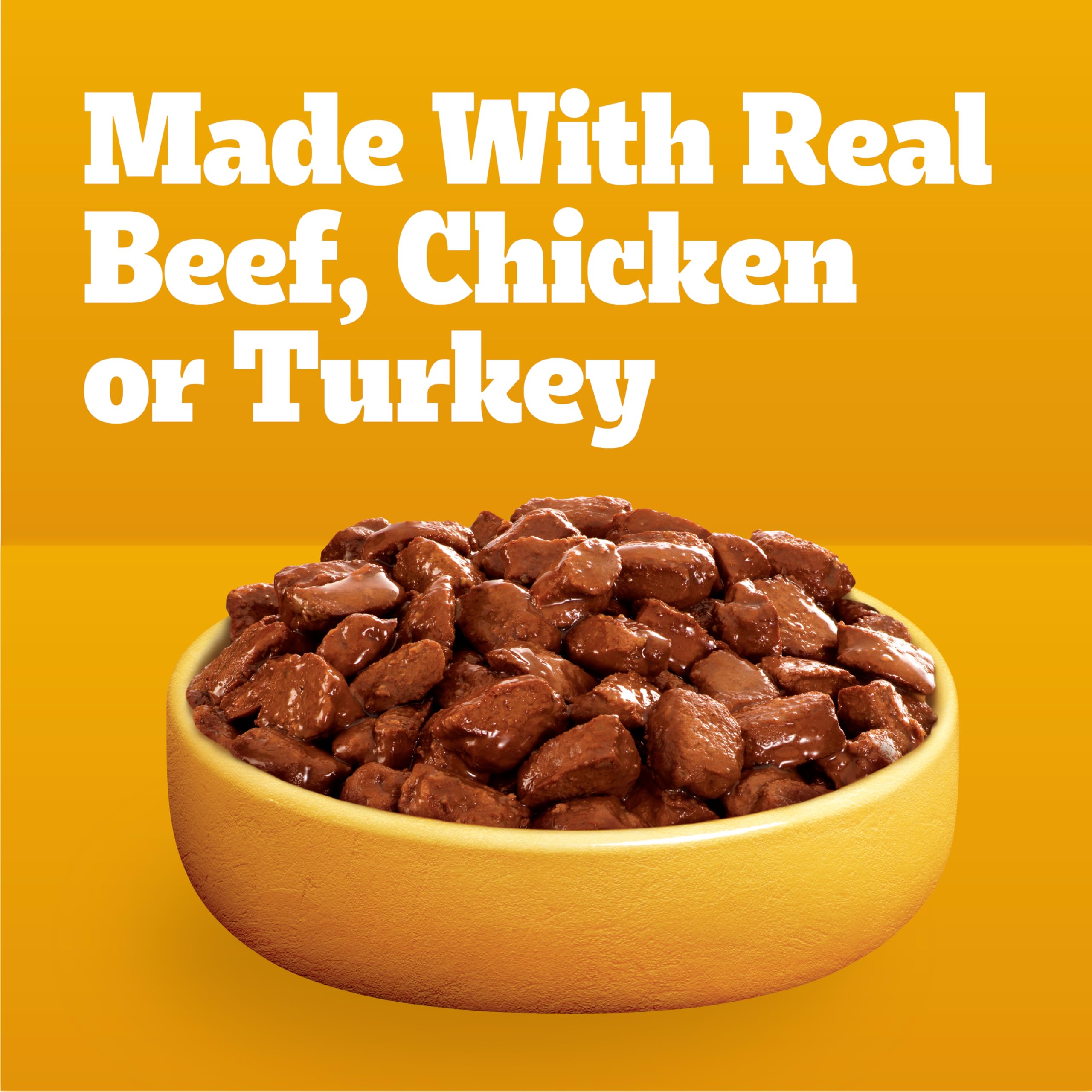 Pedigree High Protein chicken-beef cuts in gravy pouch supports varied meals.