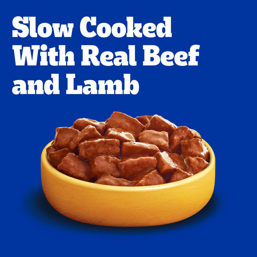 Pedigree high-protein dog food with real beef and lamb pieces