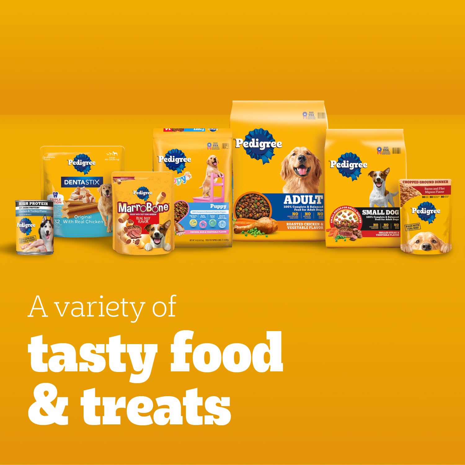 Pedigree Puppy Chopped Ground Dinner provides calcium for healthy teeth and bones.
