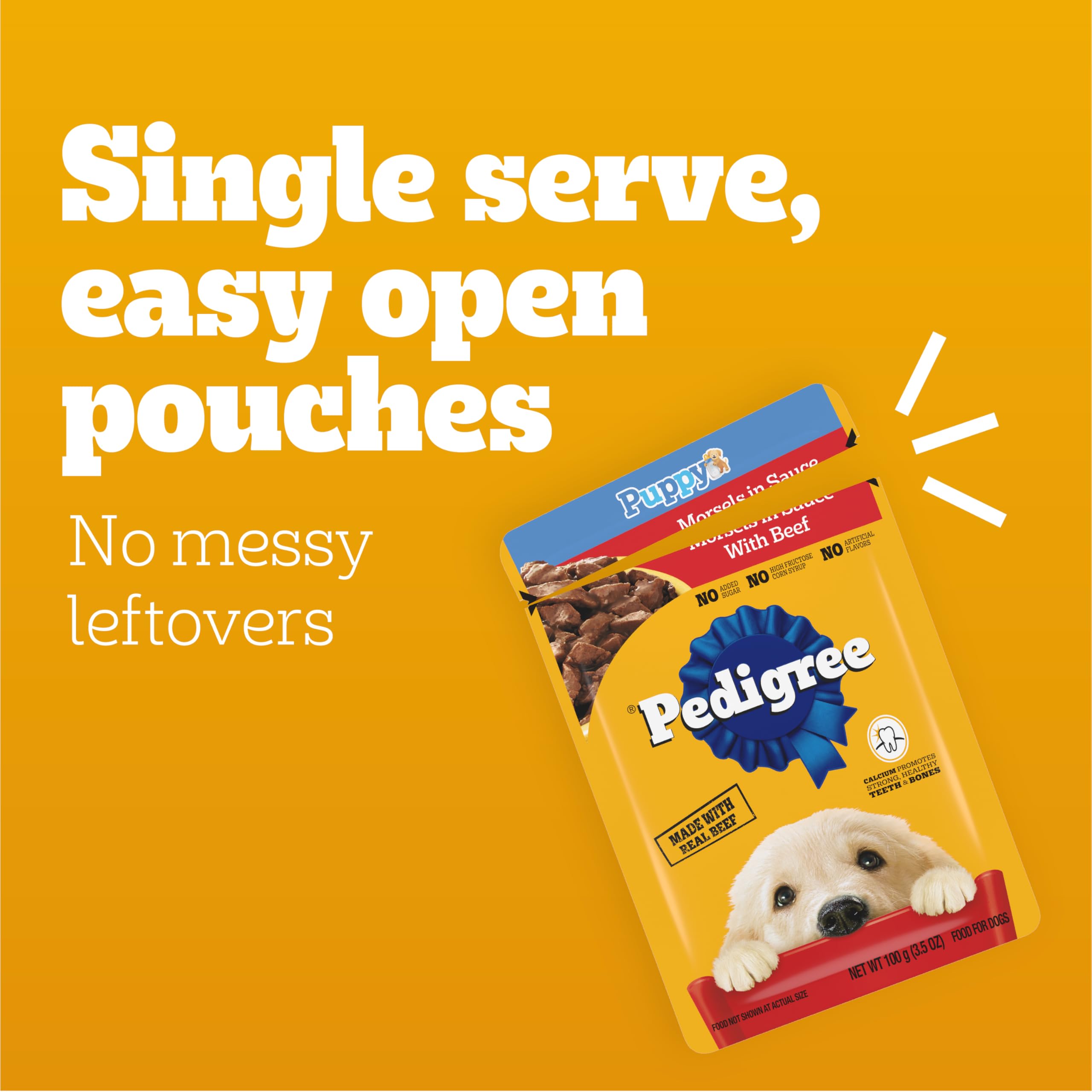 Pedigree Puppy Morsels in Sauce served as topper over dry kibble