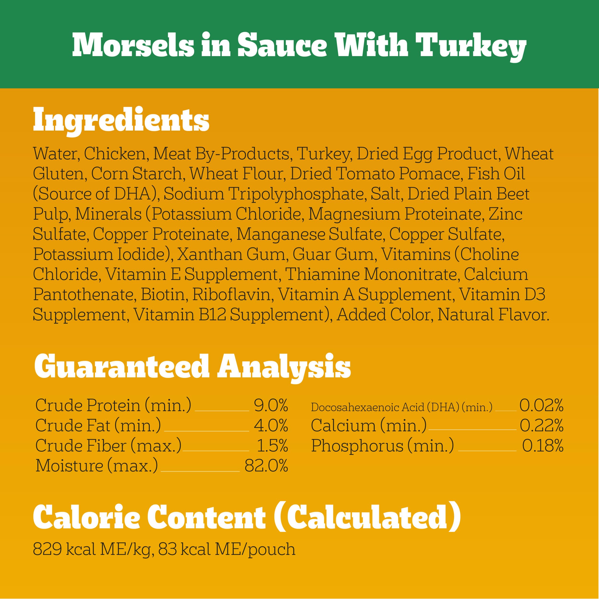Pedigree Puppy Morsels in Sauce served as topper over kibble for flavor.