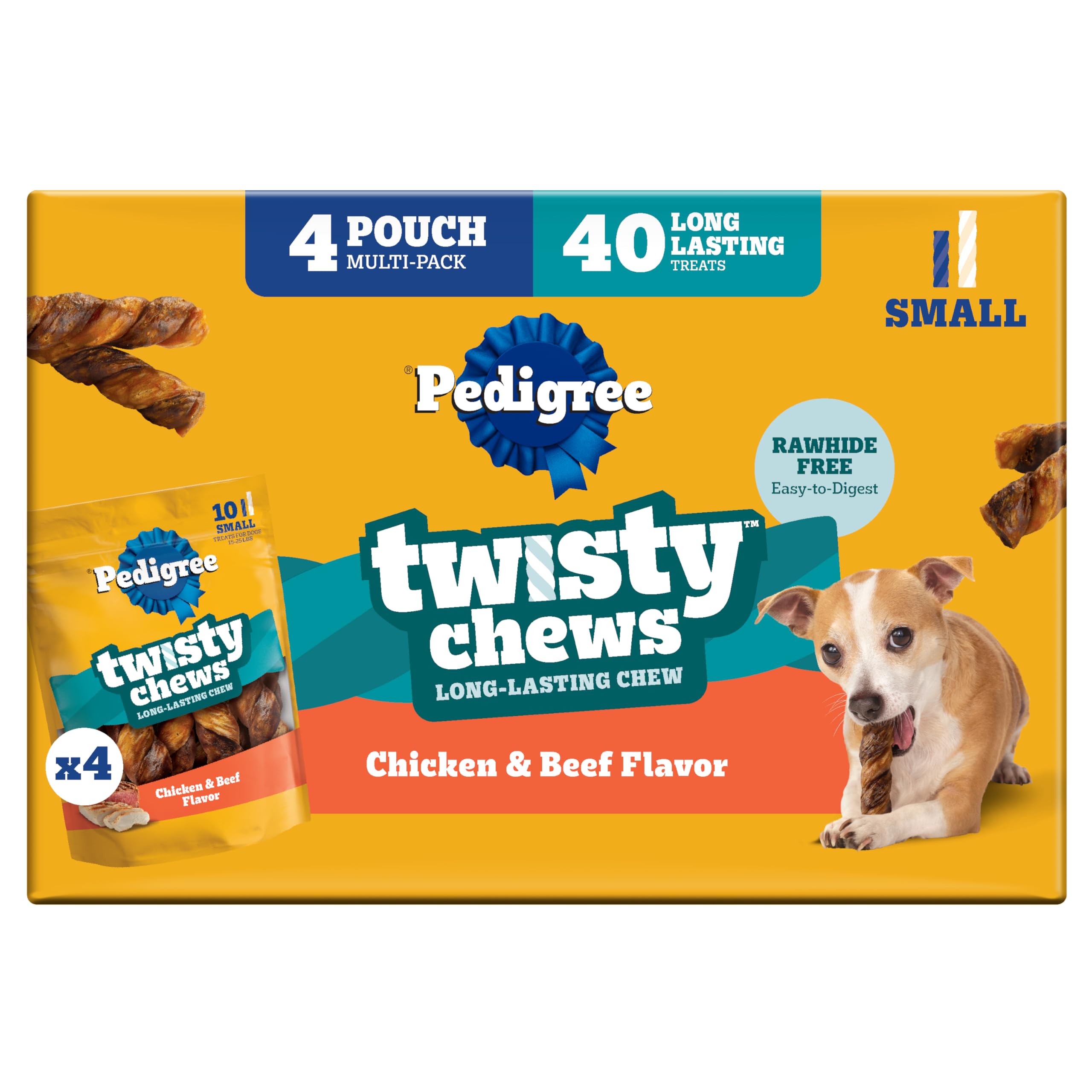 Pedigree Twisty Chews with a chicken beef twist delivering long lasting engagement for dogs