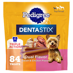 Pedigree Dentastix small dog bacon-chicken bag pack for daily dental care