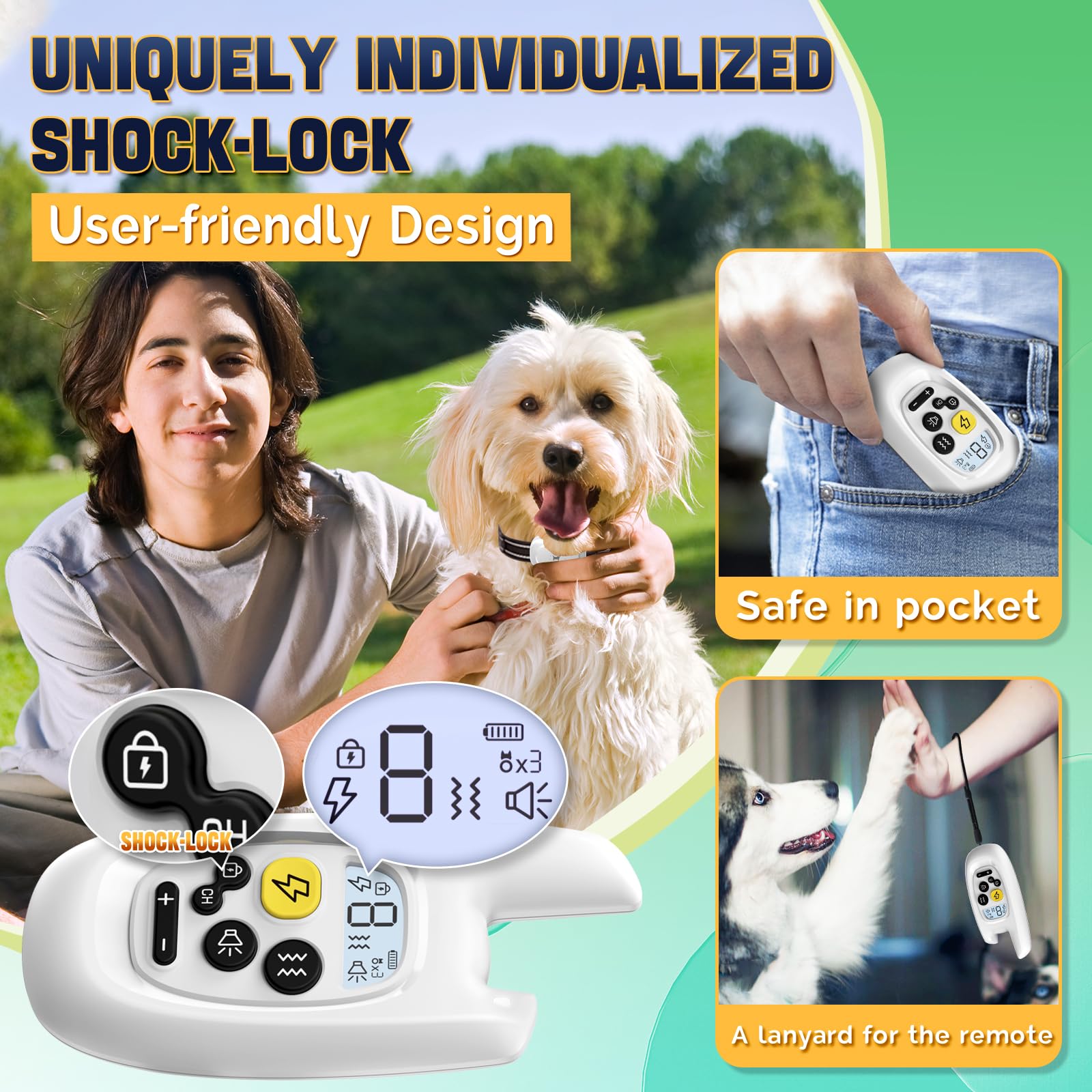 Pedono IPX7 waterproof collar receiver for rain and water play.