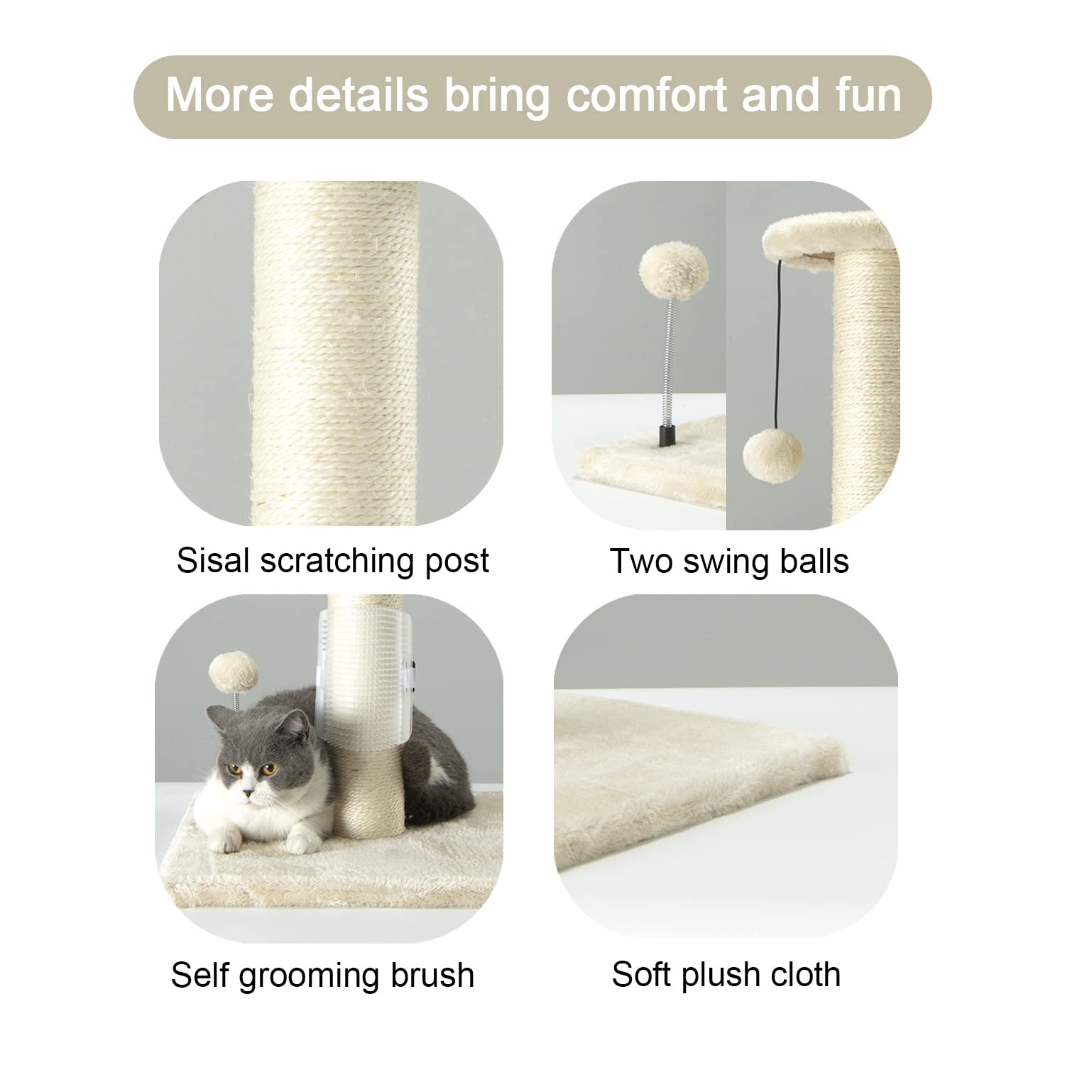 PEEKAB 32in base delivers stability for energetic kittens and adult cats.