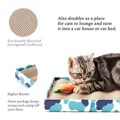 PEEKAB cat scratcher cardboard shows catnap-friendly surface with included catnip.