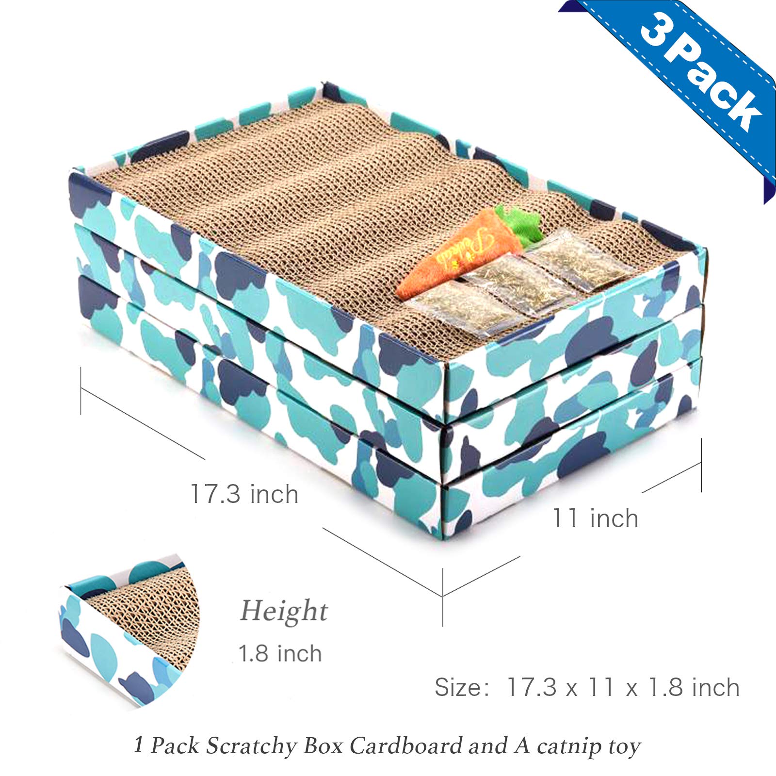 PEEKAB cat scratcher cardboard detachable frame keeps debris off floor.