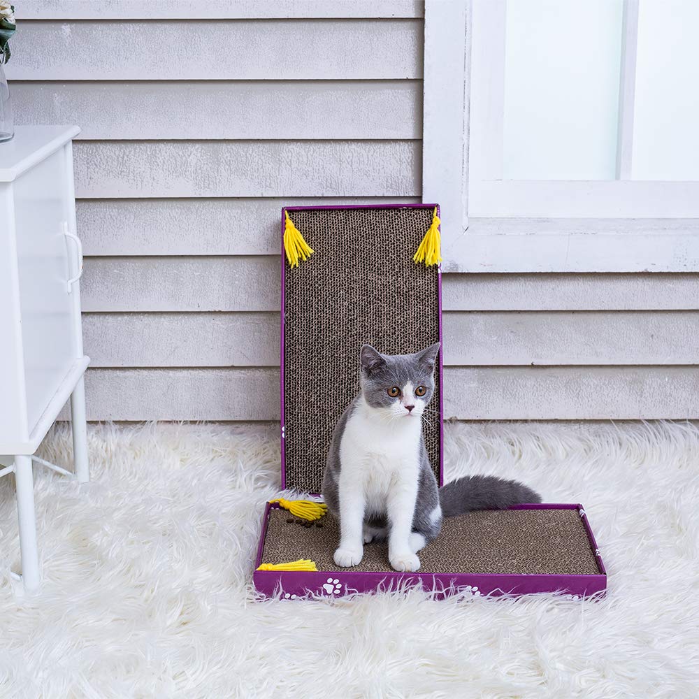 PEEKAB cat-scratcher-wide-durable-cardboard uses recycled materials for safe scratching.