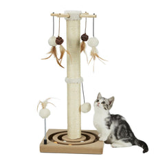 PEEKAB cat scratching post with base tracking ball encourages interactive play.