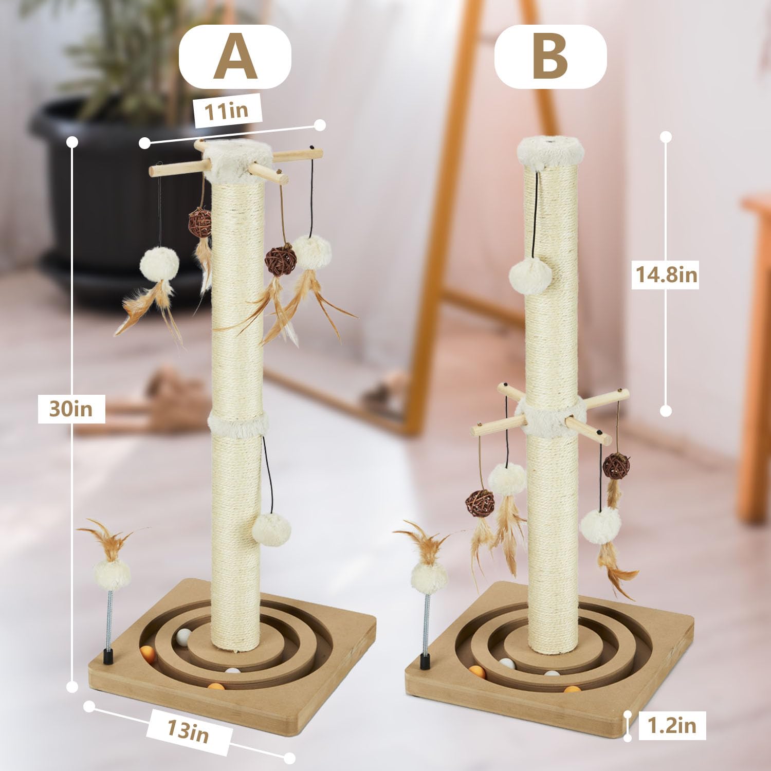 PEEKAB cat scratching post vertical design promotes stretching and paw care.