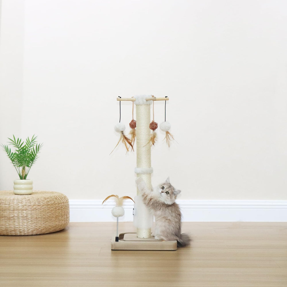 Peekab easy-assembly tools simplify setup of the scratching post.