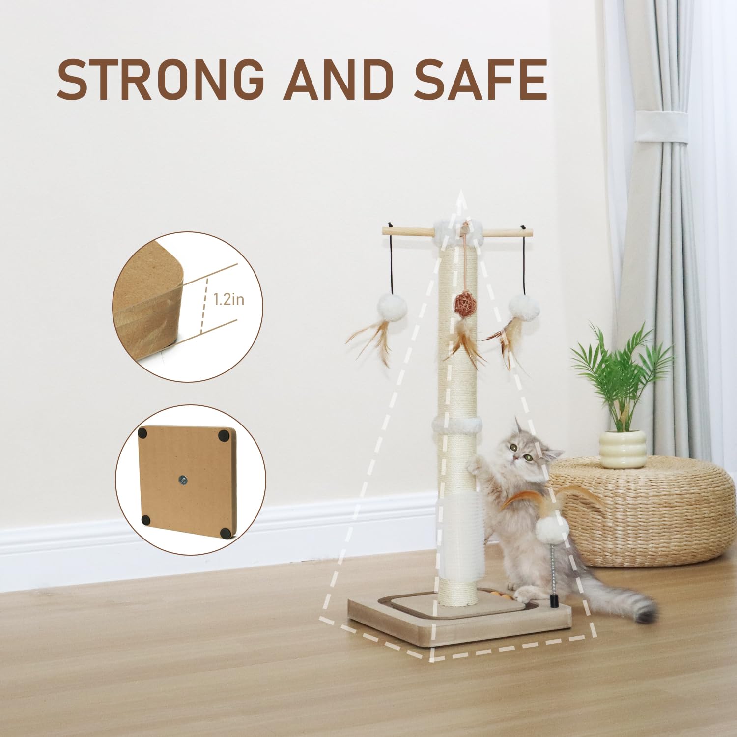 Peekab self-massage brush included for grooming moments with your cat.