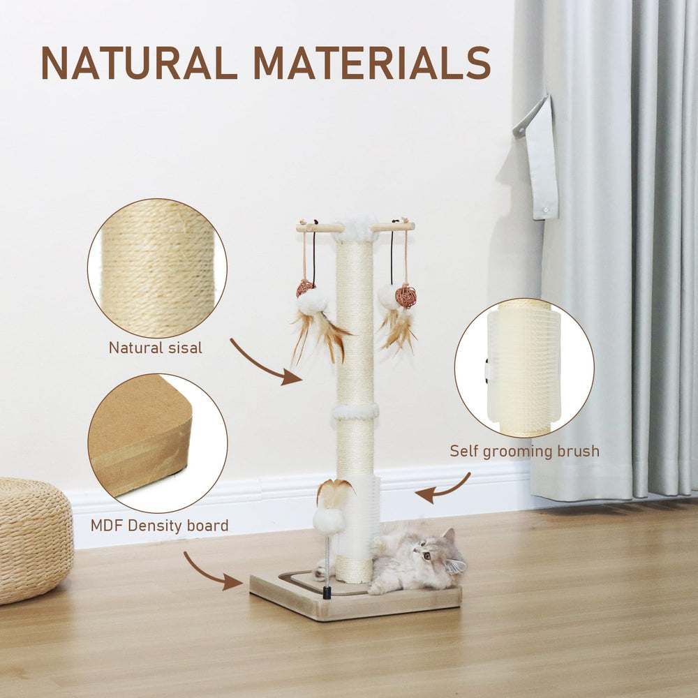 Peekab vertical scratcher supports kittens to stretch safely and comfortably.