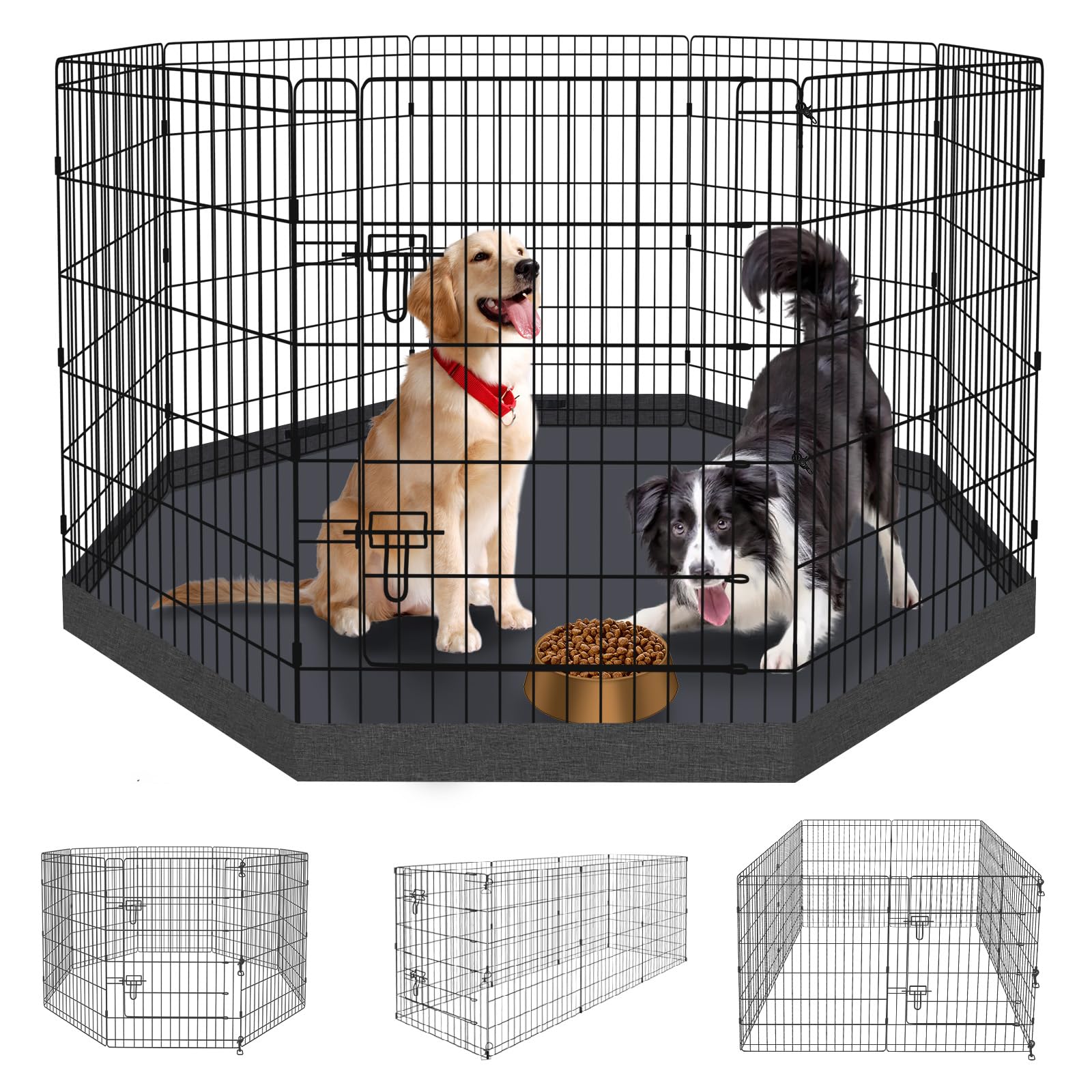 Peekaboo dog pen shows an 8-panel foldable layout for versatile indoor or outdoor setup.