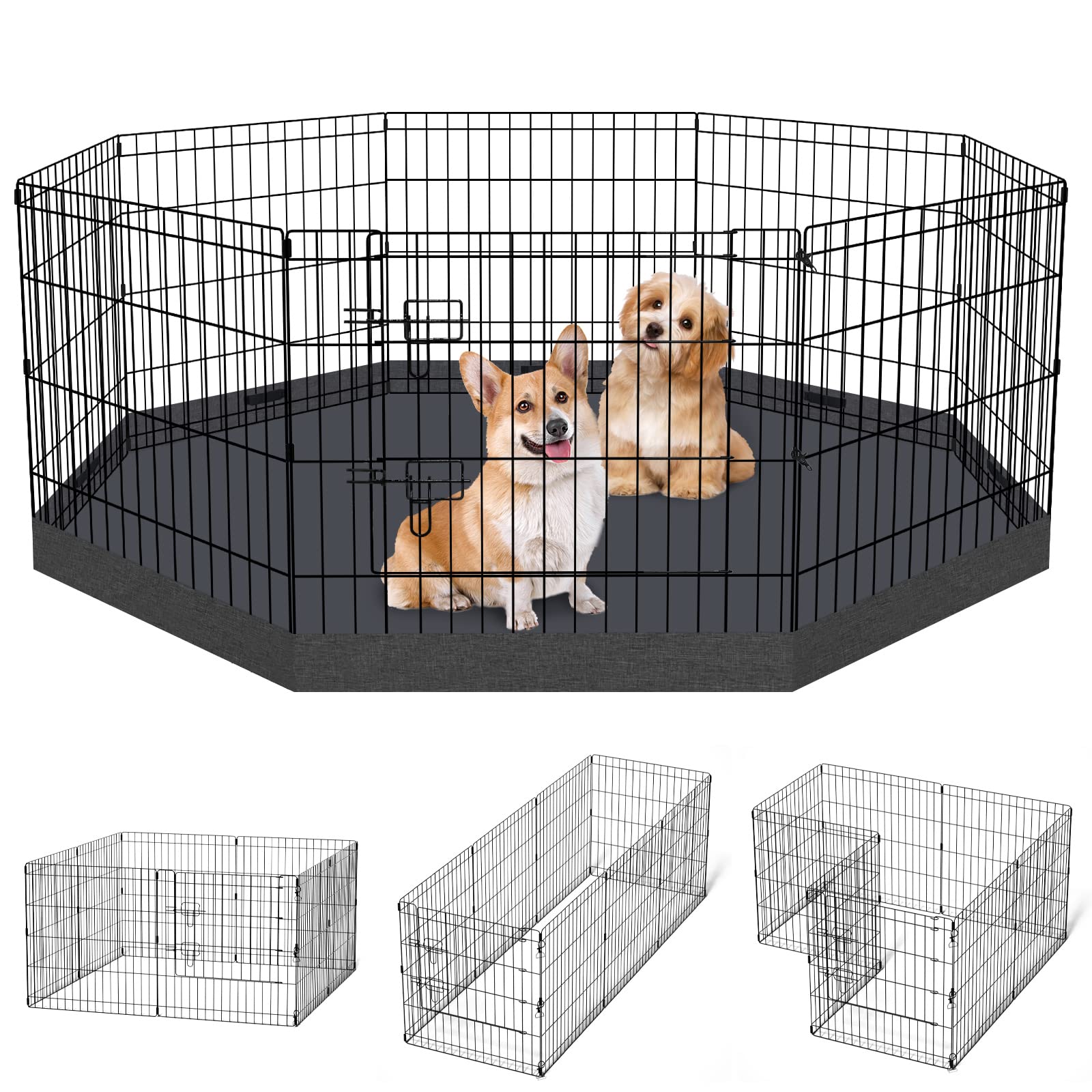 Peekaboo dog pen 8-panel folding setup for versatile indoor or outdoor play.
